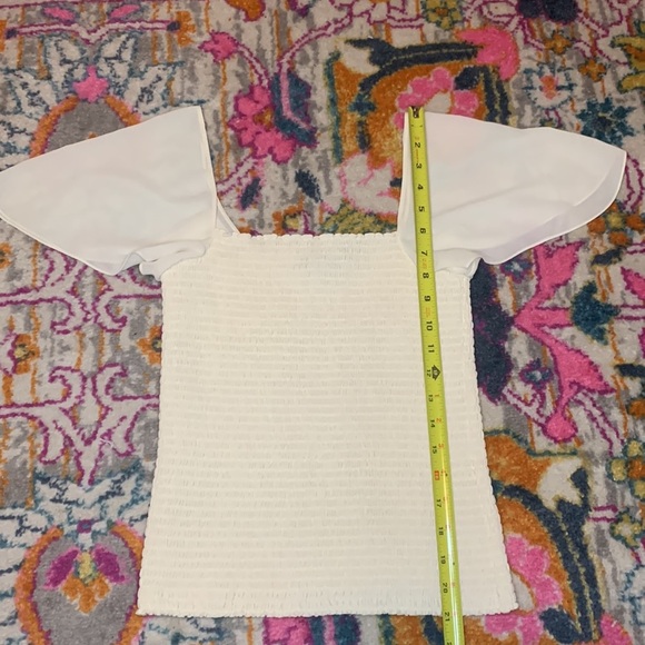 Theory Smocked Short-Sleeve Top in Recycled Sheer Georgette Size Small - Picture 10 of 11